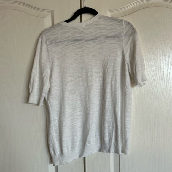 Caslon white heathered short sleeve v neck cardigan size large - Picture 7 of 7